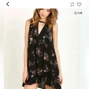 Free People Floral Sleeveless Black Dress